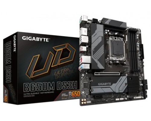 PLACA GIGABYTE B650M DS3H,AMD,AM5,B650,4DDR5,128GB,HDMI+2DP,4SATA3+2M.2,2.5GBE,4USB3.2,MATX